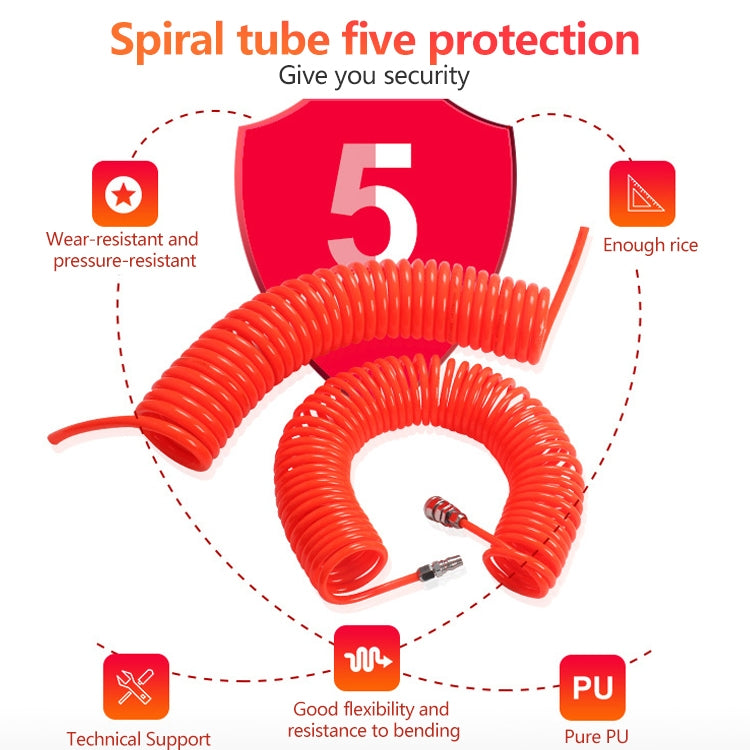 LAIZE Compressor Air Flexible PU Spring Tube with Connector, Specification:10x6.5mm, 12m