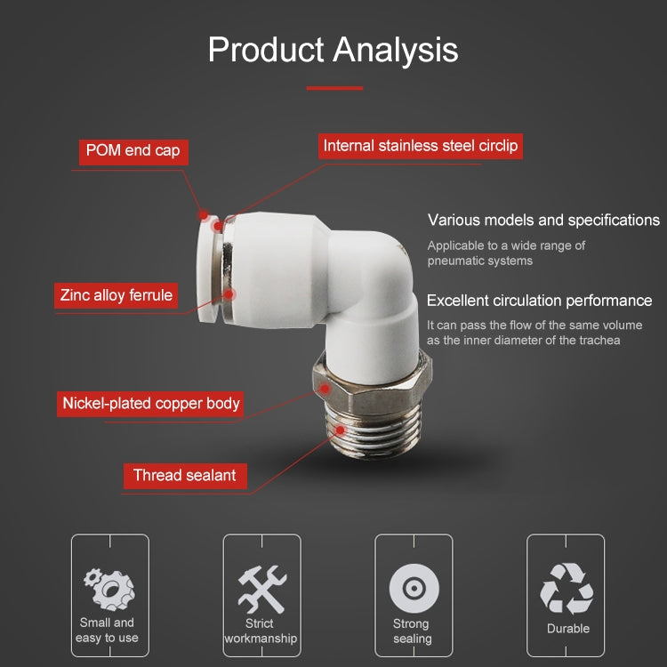 PL10-02 LAIZE PL Elbow Pneumatic Quick Fitting Connector
