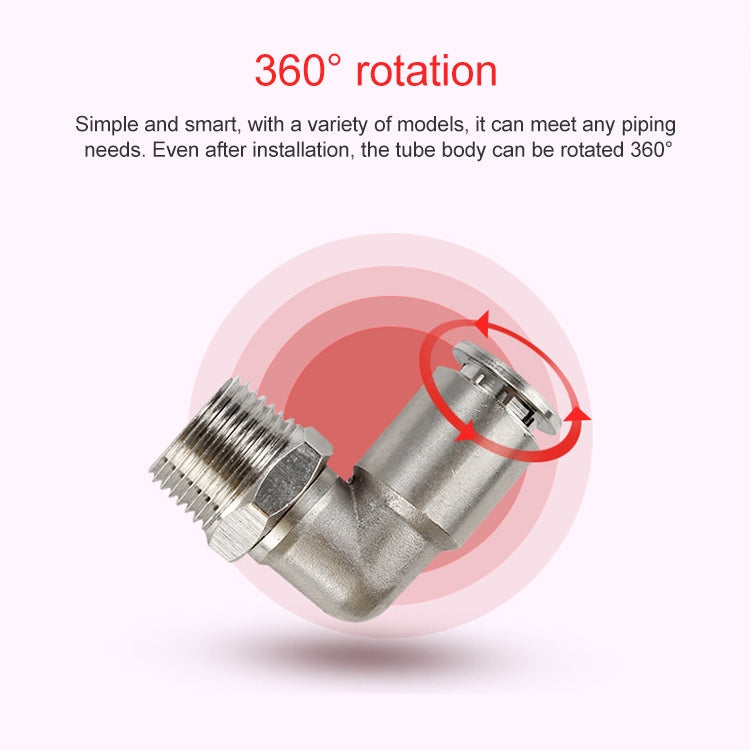 PL10-04 LAIZE Nickel Plated Copper Elbow Male Thread Pneumatic Quick Fitting Connector