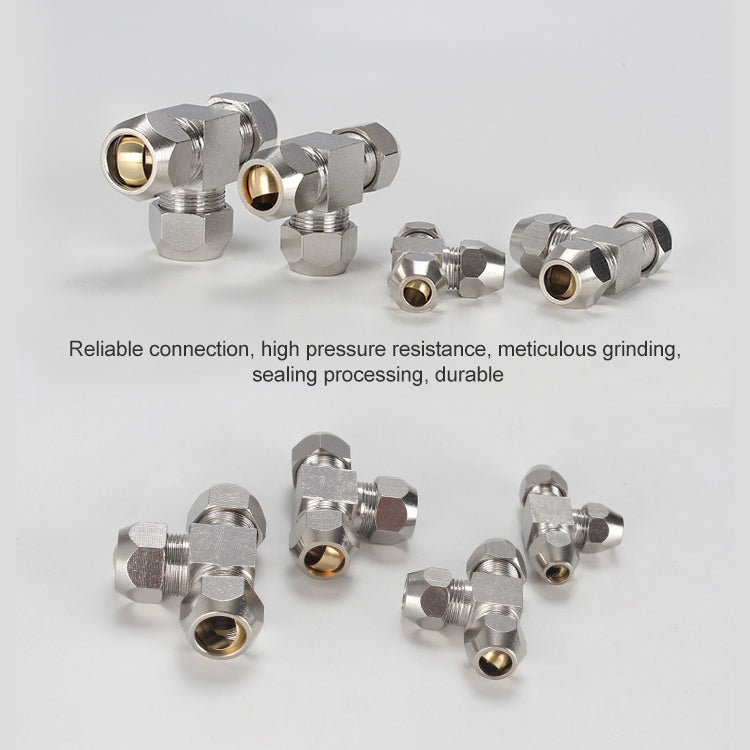 KT-PE-6 LAIZE Nickel Plated Copper T Type Tee Pneumatic Quick Fitting Copper Pipe Connector