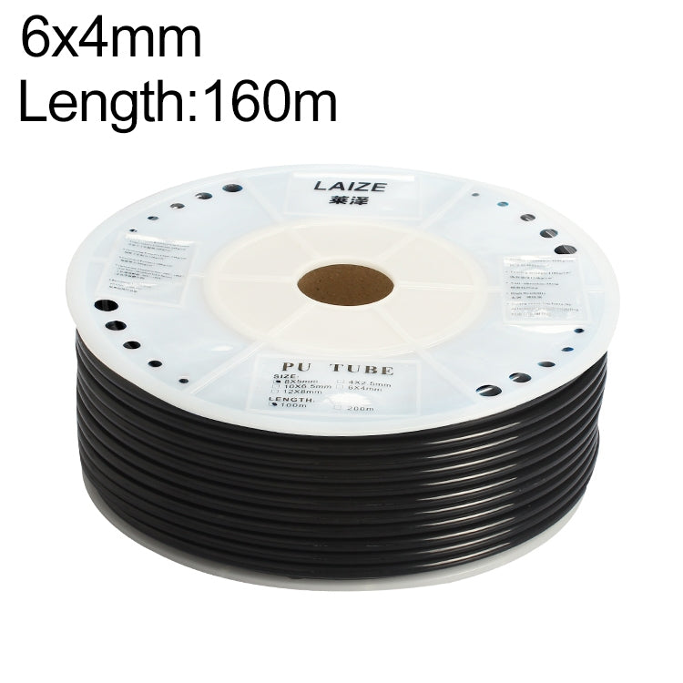 LAIZE Pneumatic Compressor Air Flexible PU Tube, Specification:6x4mm, 160m(Black)