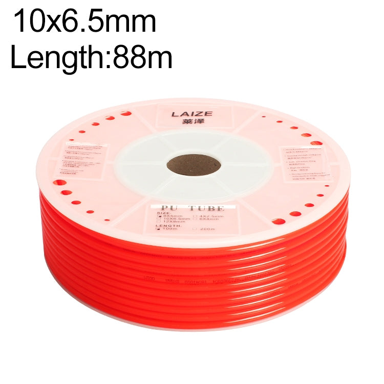 LAIZE Pneumatic Compressor Air Flexible PU Tube, Specification:10x6.5mm, 88m(Red)