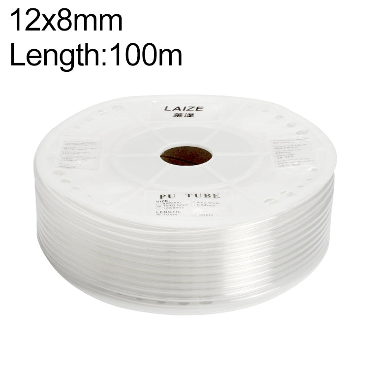 LAIZE Pneumatic Compressor Air Flexible PU Tube, Specification:12x8mm, 100m(Transparent)