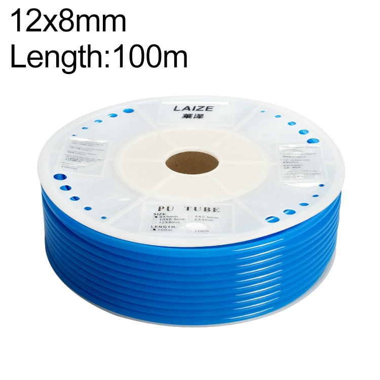 LAIZE Pneumatic Compressor Air Flexible PU Tube, Specification:12x8mm, 100m(Blue)