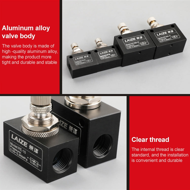 LAIZE Pneumatic Speed Regulating One-way Throttle Valve, Specification:ASC100-06 DN06mm