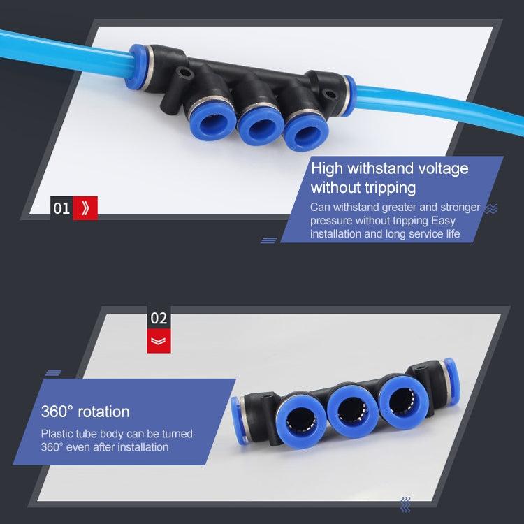 PK-10 LAIZE 10pcs Plastic Five Port Pneumatic Quick Fitting Connector