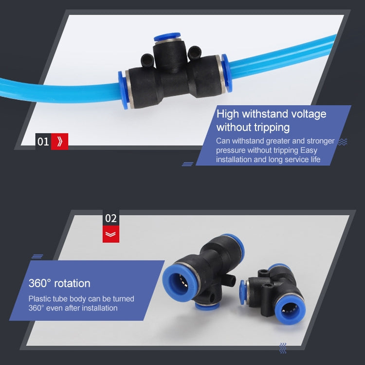 PEG10-6 LAIZE 10pcs Plastic Y-type Tee Reducing Pneumatic Quick Fitting Connector