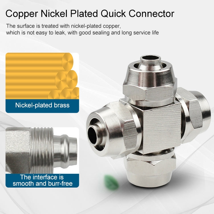 PZA-12 LAIZE Nickel Plated Copper Y-type Tee Pneumatic Quick Connector