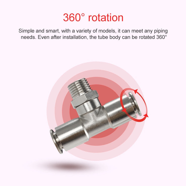 PB10-01 LAIZE Nickel Plated Copper Male Tee Branch Pneumatic Quick Connector