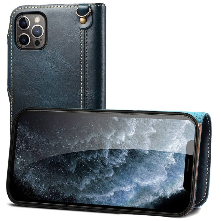 Denior Oil Wax Cowhide Magnetic Button Genuine Leather Case, For iPhone 13, For iPhone 13 mini, For iPhone 12 Pro Max, For iPhone 12 / 12 Pro, For iPhone 12 mini, For Samsung Galaxy S20