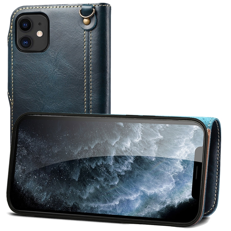 Denior Oil Wax Cowhide Magnetic Button Genuine Leather Case, For iPhone 13, For iPhone 13 mini, For iPhone 12 Pro Max, For iPhone 12 / 12 Pro, For iPhone 12 mini, For Samsung Galaxy S20