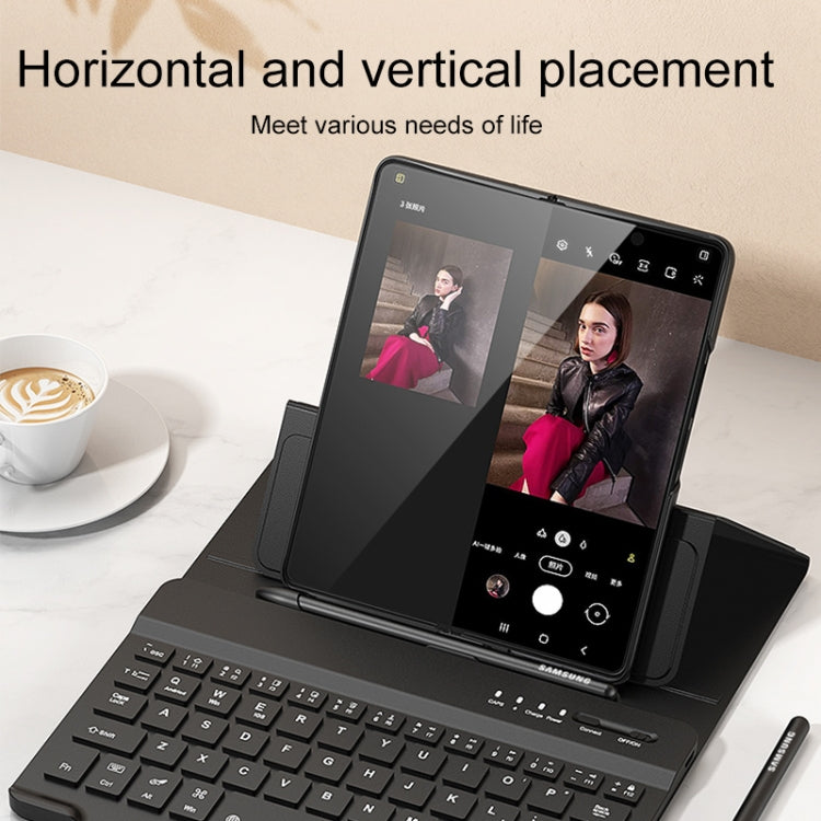 Magnetic Folding Bluetooth Keyboard Leather Case, For Samsung Galaxy Z Fold3 5G