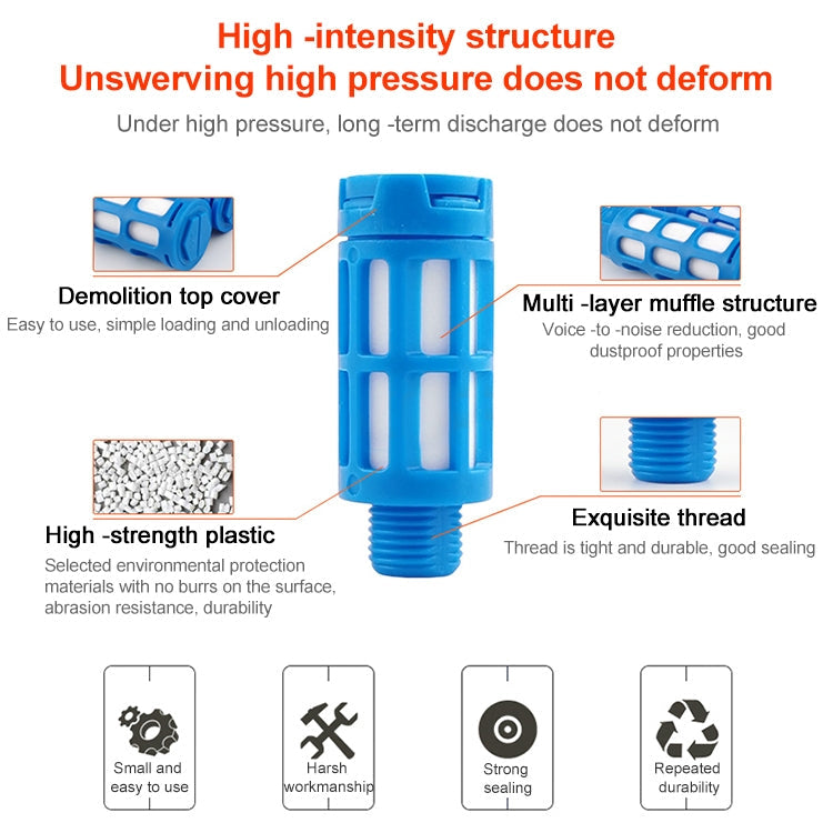 LAIZE Plastic Pneumatic Muffler, Caliber:4 Point(Blue)