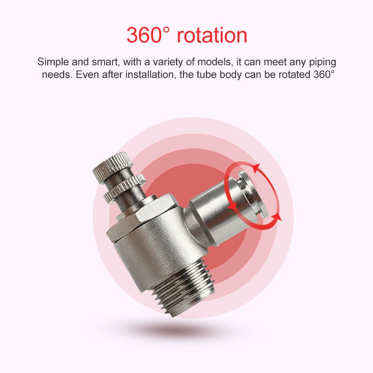 SL12-03 LAIZE Nickel Plated Copper Male Thread Throttle Valve Pneumatic Connector