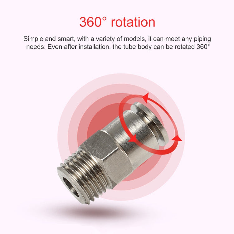 PC10-03 LAIZE Nickel Plated Copper Male Thread Straight Pneumatic Quick Connector