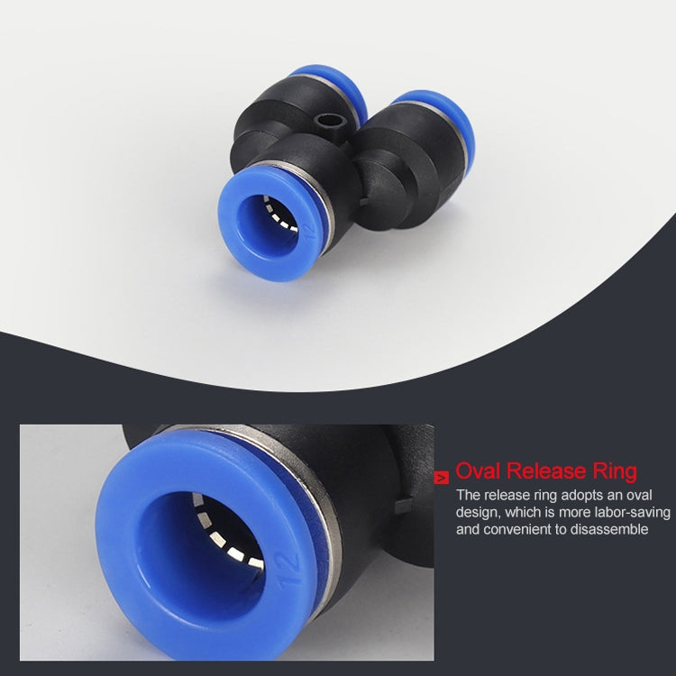 PW16-12 LAIZE 2pcs Plastic Y-type Tee Reducing Pneumatic Quick Fitting Connector