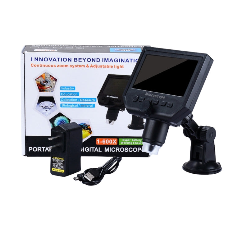 G600 600X 3.6MP 4.3 inch HD LCD Display Portable Digital Microscope, EU Plug, AU Plug, UK Plug