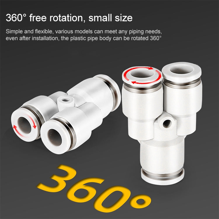 PW8-6 LAIZE 2pcsPW Y-type Tee Reducing Pneumatic Quick Fitting Connector