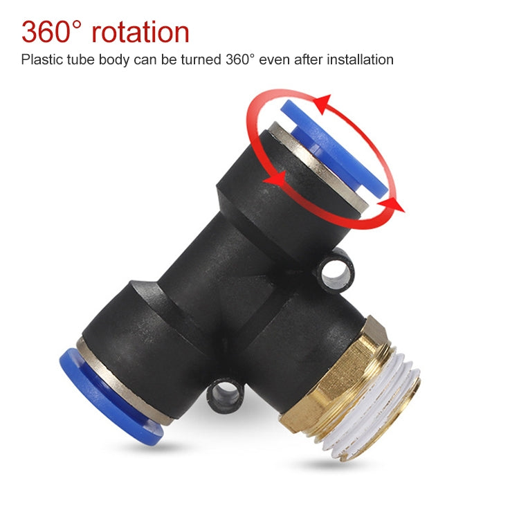 PB4-M5 LAIZE 10pcs Plastic T-type Tee Male Thread Pneumatic Quick Connector