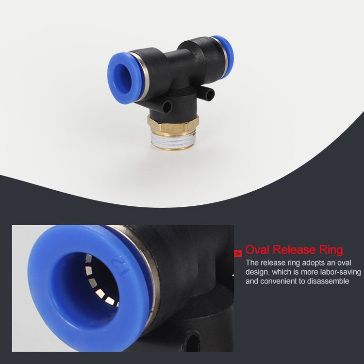 PB4-M5 LAIZE 10pcs Plastic T-type Tee Male Thread Pneumatic Quick Connector