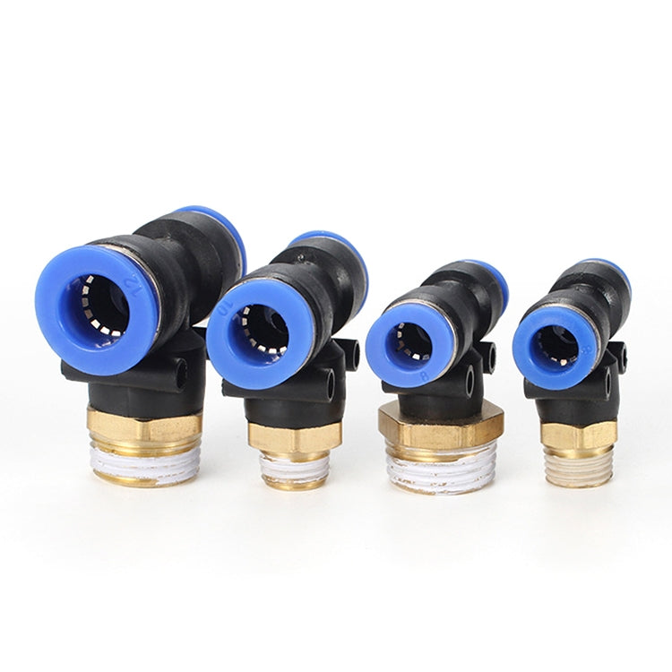 PB10-02 LAIZE 2pcs Plastic T-type Tee Male Thread Pneumatic Quick Connector