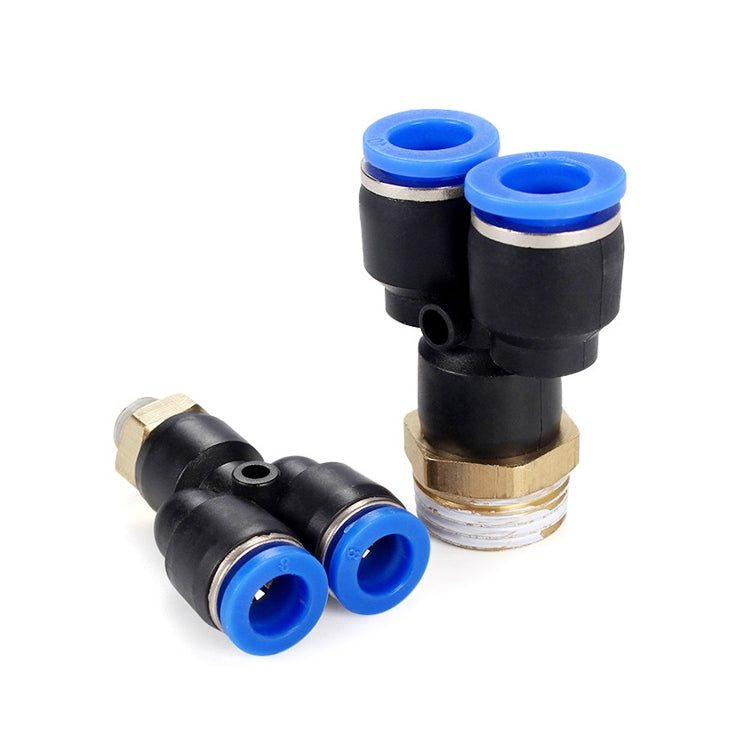 PX6-03 LAIZE 2pcs Plastic Y-type Tee Male Thread Pneumatic Quick Connector