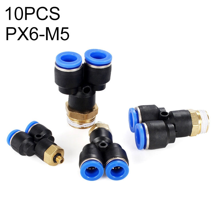 PX6-M5 LAIZE 10pcs Plastic Y-type Tee Male Thread Pneumatic Quick Connector