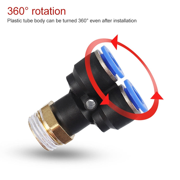 PX8-01 LAIZE 2pcs Plastic Y-type Tee Male Thread Pneumatic Quick Connector