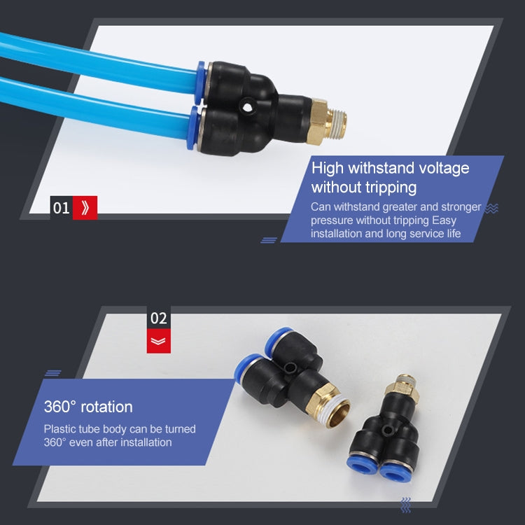 PX12-01 LAIZE Plastic Y-type Tee Male Thread Pneumatic Quick Connector
