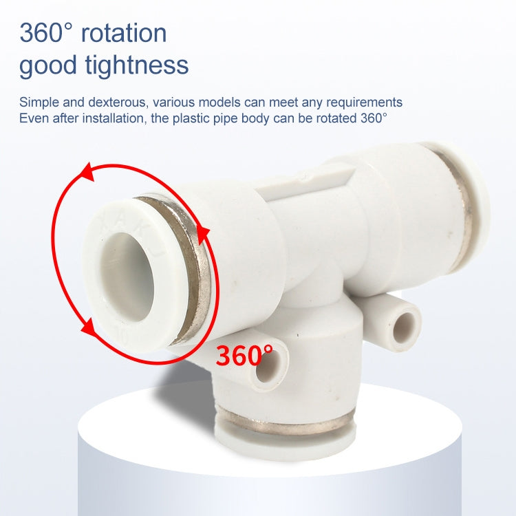 PE-8 LAIZE 10pcs PE T-type Tee Pneumatic Quick Fitting Connector