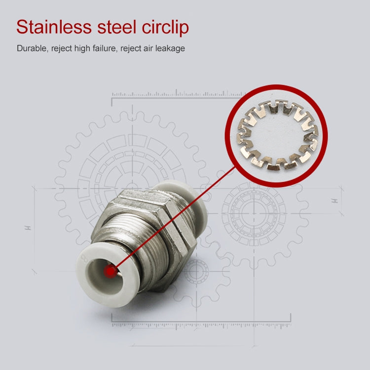 PM-12 LAIZE PM Bulkhead Straight Pneumatic Quick Fitting Connector