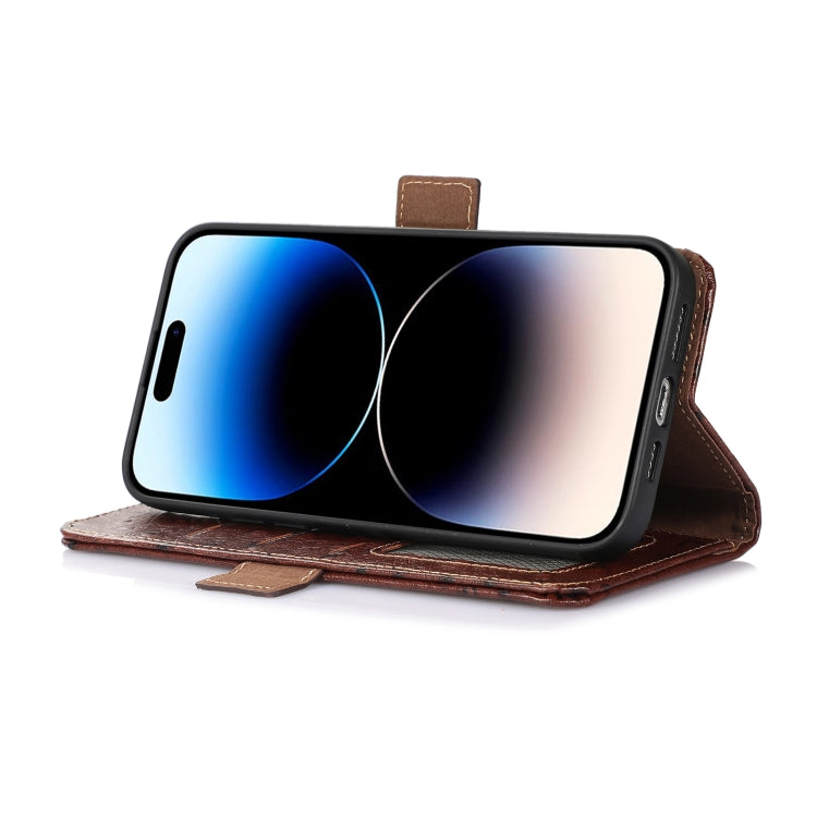 Ostrich Pattern Genuine Leather RFID Phone Case, For iPhone 15 Pro Max, For iPhone 15 Pro, For iPhone 15 Plus, For iPhone 15, For iPhone 14 Plus, For iPhone 14