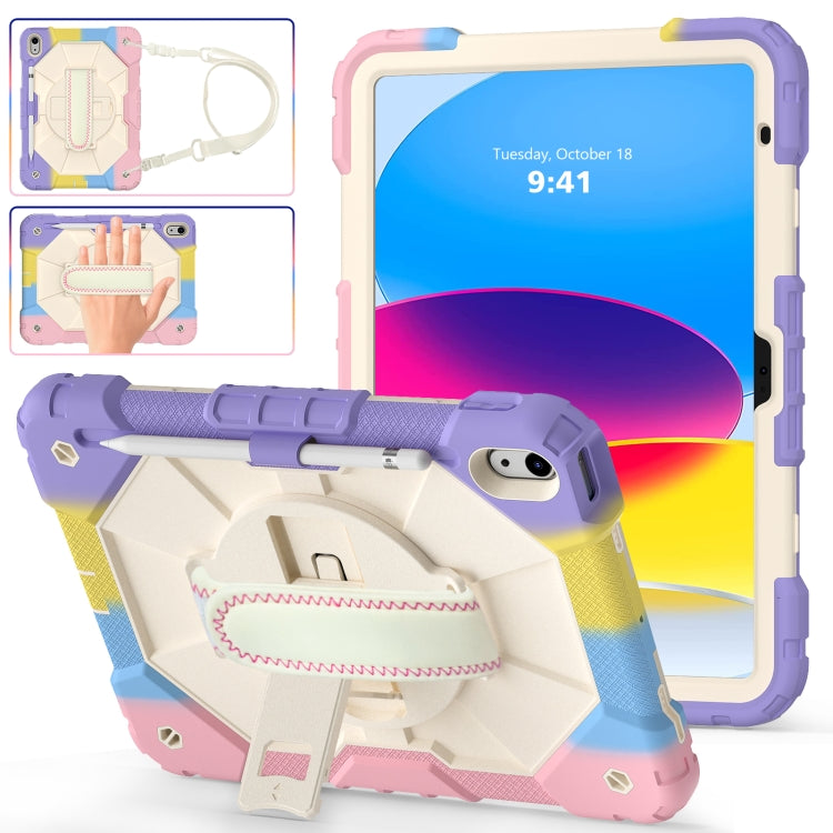 Contrast Color Robot Shockproof Silicon + PC Tablet Protective Case with Crossbody Rope, For iPad 10th Gen 10.9 2022