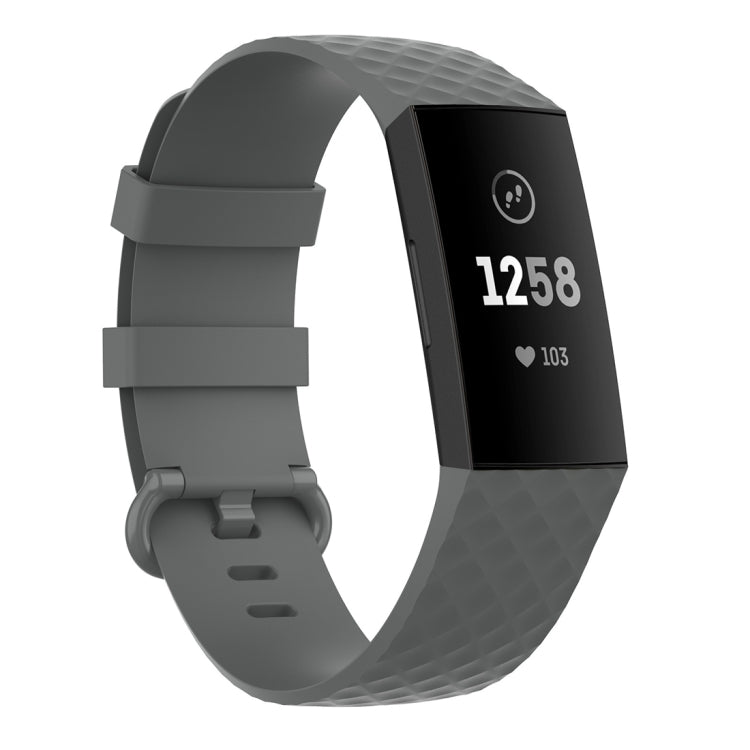 Silver Color Buckle TPU Wrist Strap Watch Band for Fitbit Charge 4 / Charge 4 SE / Charge 3 / Charge 3 SE, Size: L