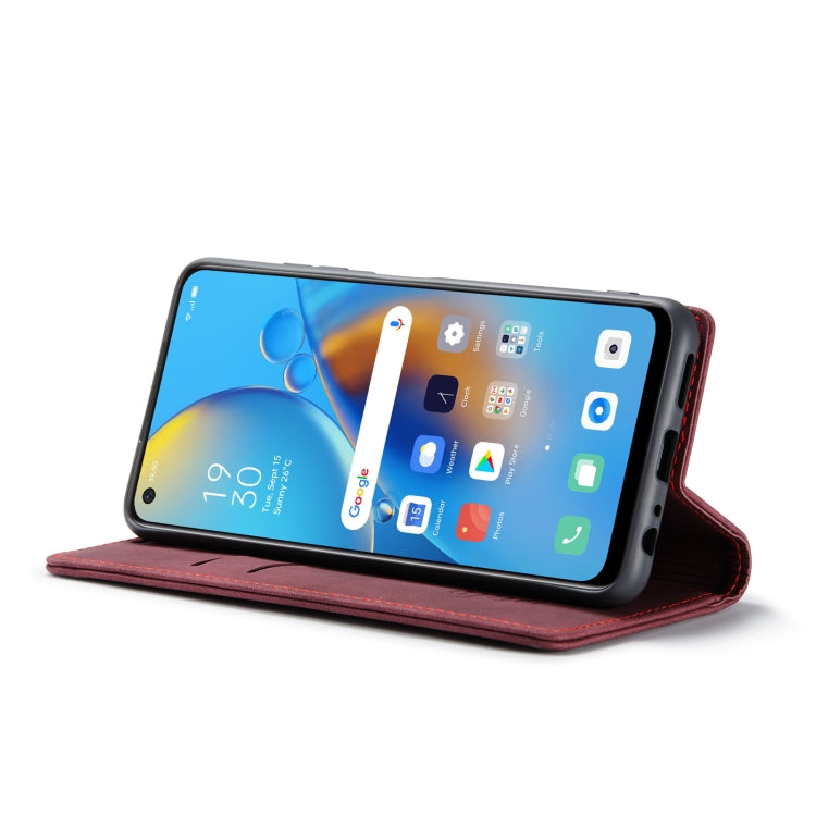 CaseMe 013 Multifunctional Horizontal Flip Leather Phone Case For OPPO F19/F19S/A74 4G/A95 4G/Reno6 Lite 4G Global(Wine Red)