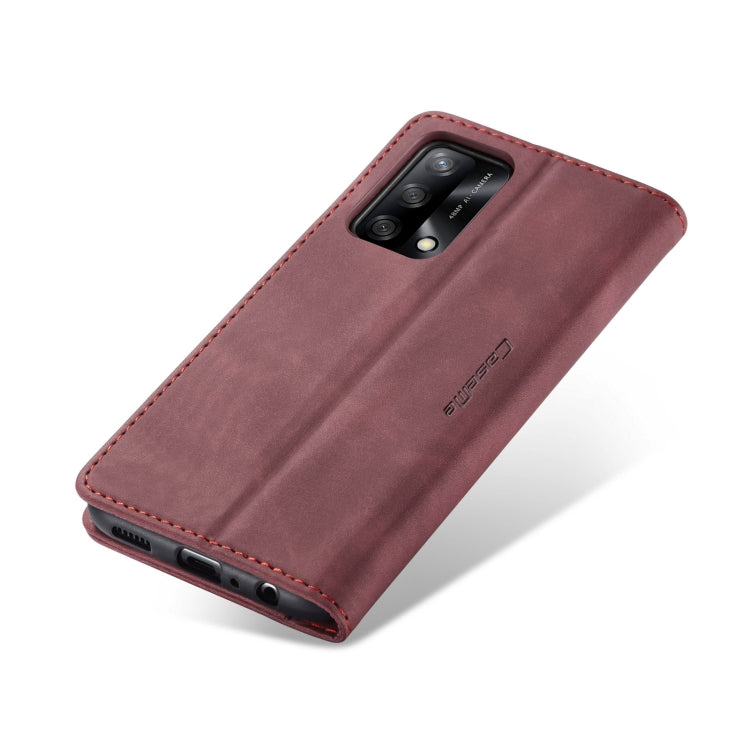 CaseMe 013 Multifunctional Horizontal Flip Leather Phone Case For OPPO F19/F19S/A74 4G/A95 4G/Reno6 Lite 4G Global(Wine Red)