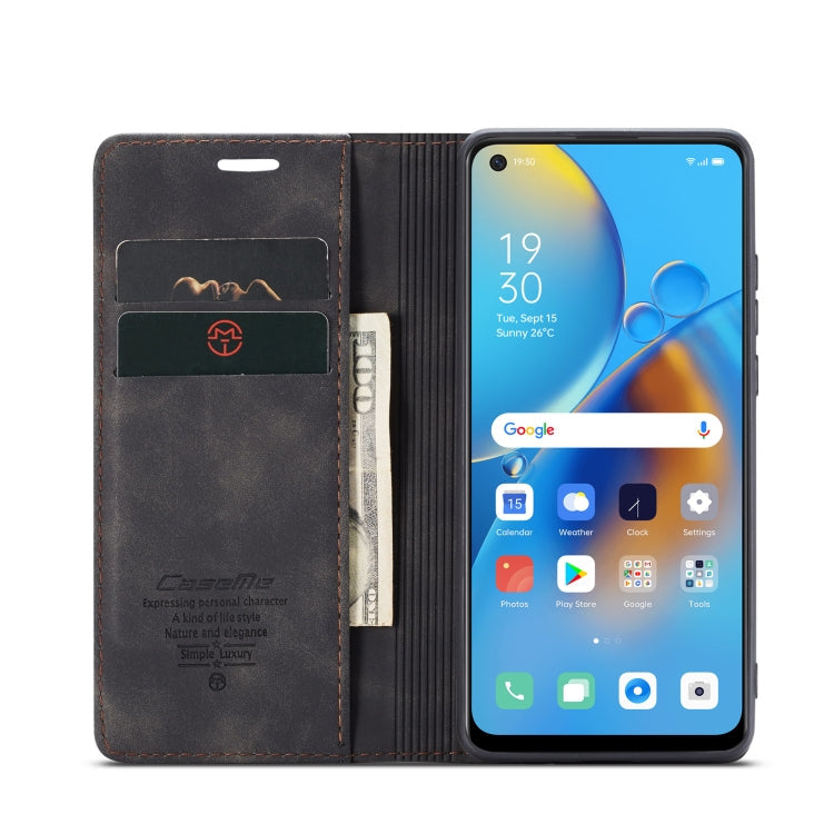 CaseMe 013 Multifunctional Horizontal Flip Leather Phone Case For OPPO F19/F19S/A74 4G/A95 4G/Reno6 Lite 4G Global(Black)