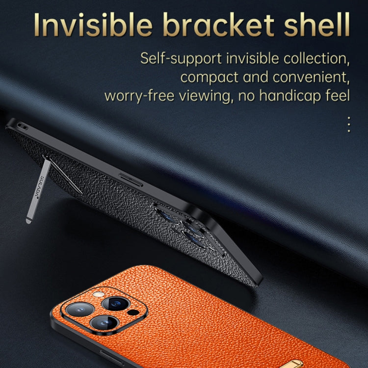For iPhone 14 Pro SULADA Invisible Bracket Leather Back Cover Phone Case(Red)