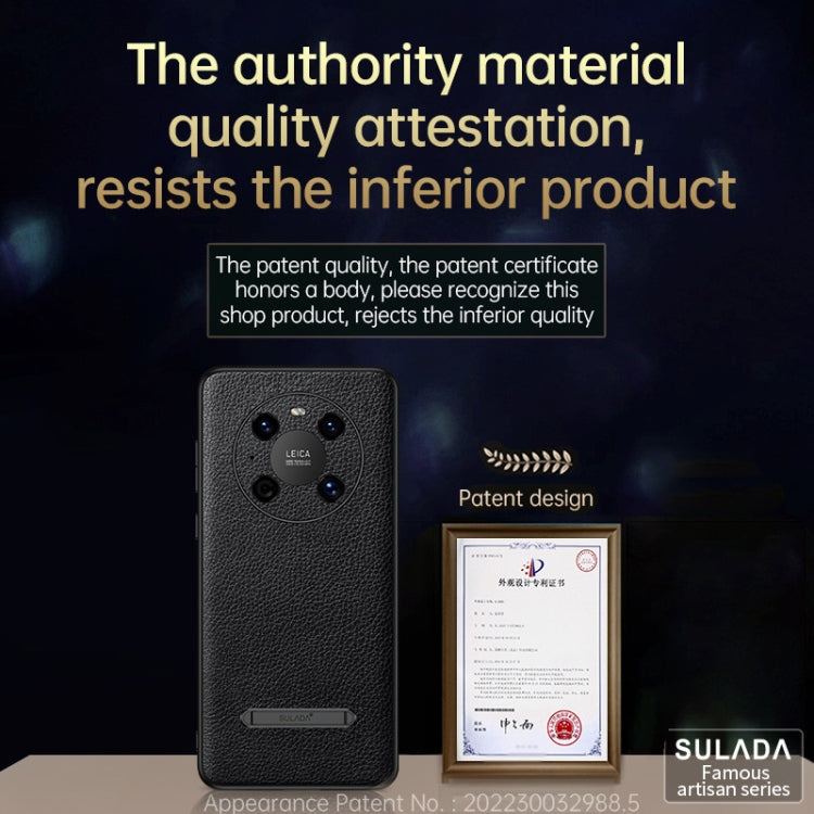For Huawei Mate 40 SULADA Invisible Bracket Leather Back Cover Phone Case(Dark Green)