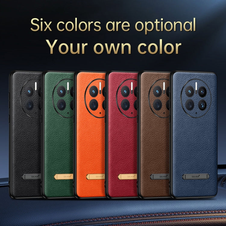For Huawei Mate 50 Pro SULADA Invisible Bracket Leather Back Cover Phone Case(Black)