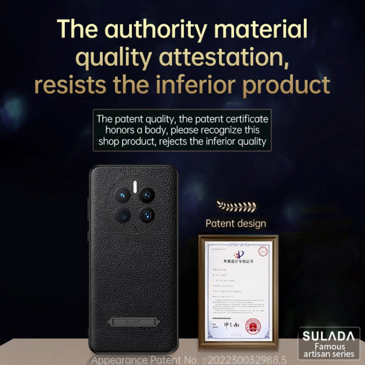 For Huawei Mate 50 Pro SULADA Invisible Bracket Leather Back Cover Phone Case(Dark Green)