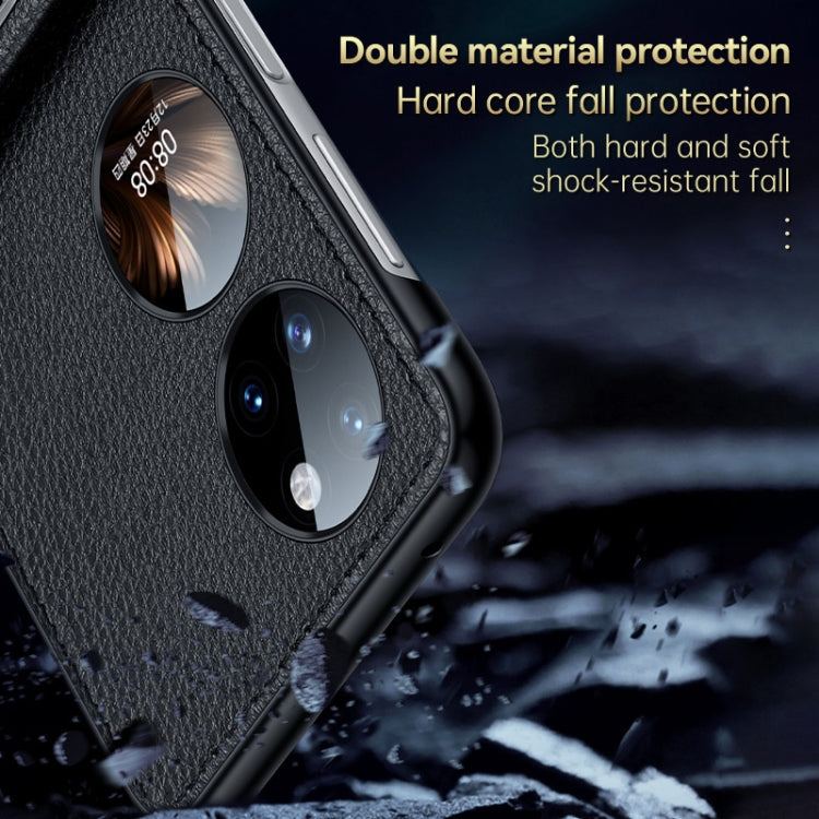 For Huawei P50 Pocket SULADA Invisible Bracket Leather Back Cover Phone Case(Dark Green)