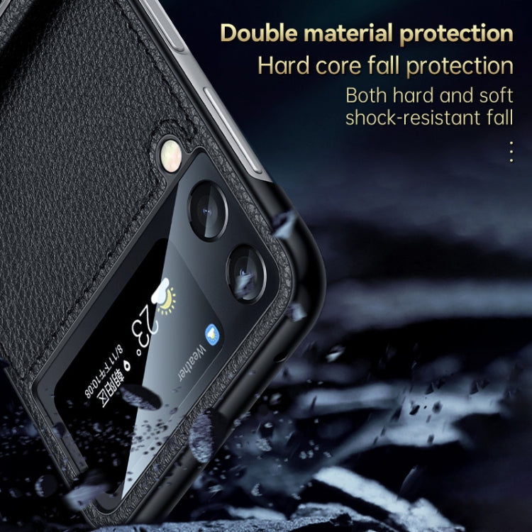 For Samsung Galaxy Z Flip4 SULADA Invisible Bracket Leather Back Cover Phone Case(Red)