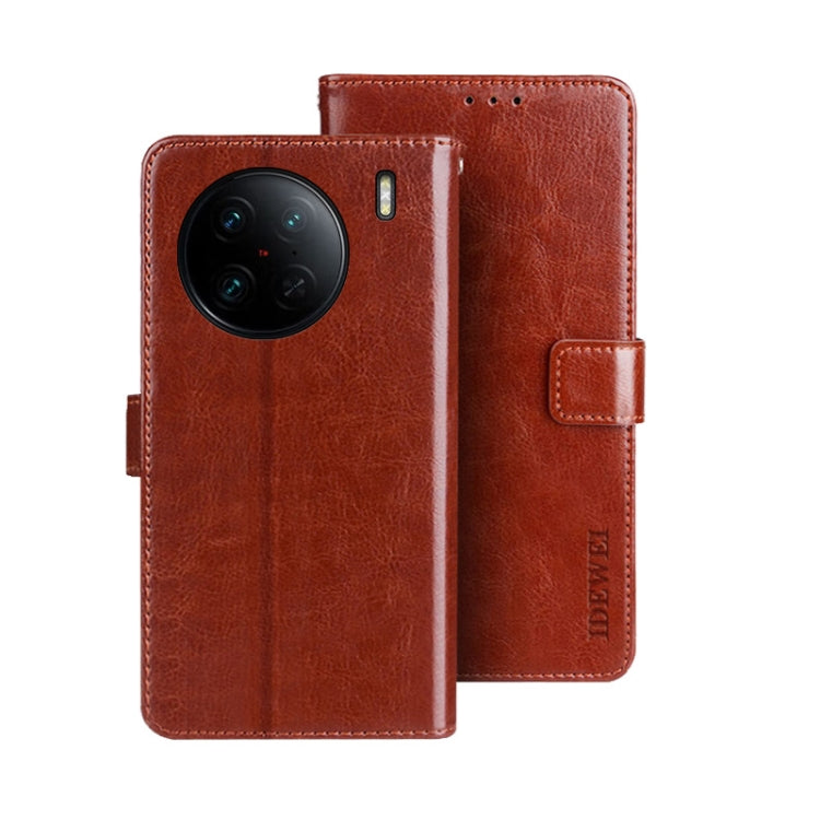 idewei Crazy Horse Texture Leather Phone Case, For vivo X90, For vivo X90 Pro, For vivo X90 Pro+