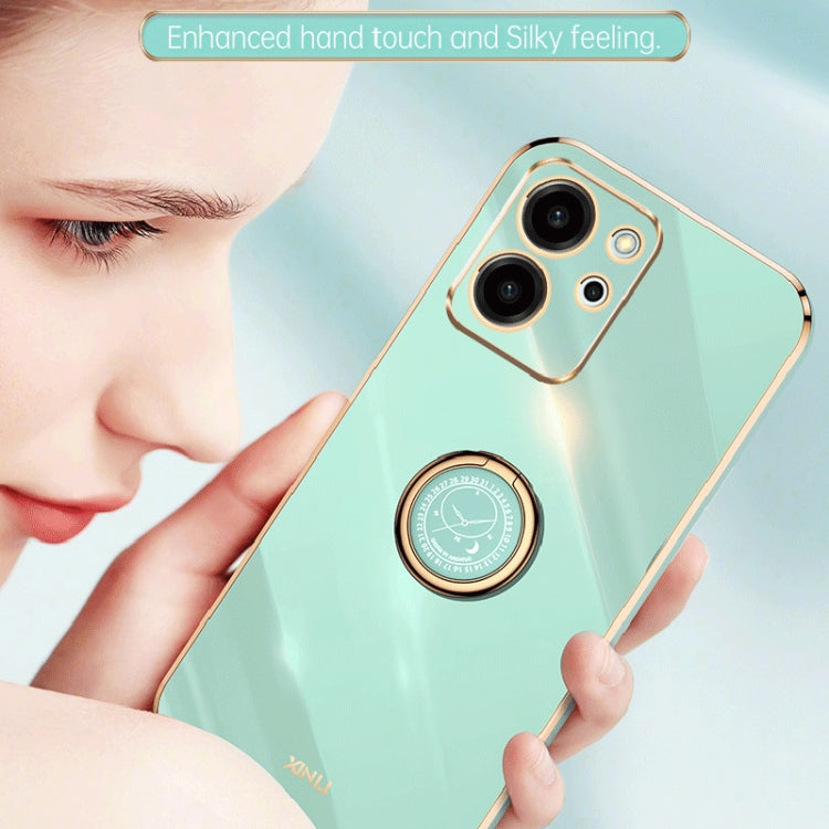 XINLI Straight Edge Electroplate TPU Phone Case with Ring, For Honor 80 SE 5G