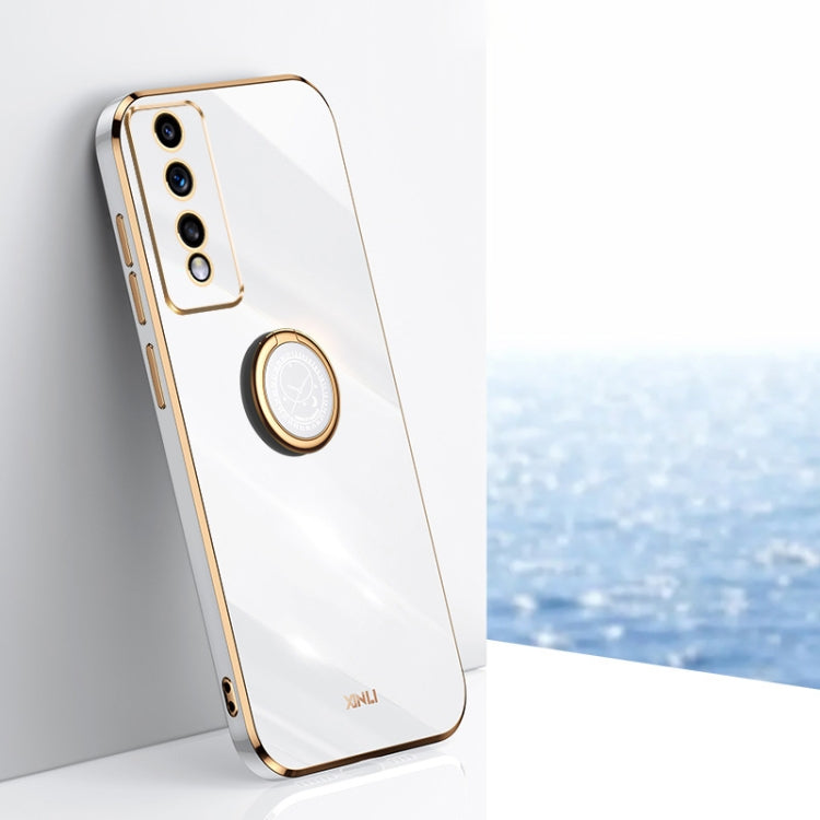 XINLI Straight Edge 6D Electroplate TPU Phone Case with Ring Holder, For Honor 80 GT 5G, For Honor 80 Pro Flat