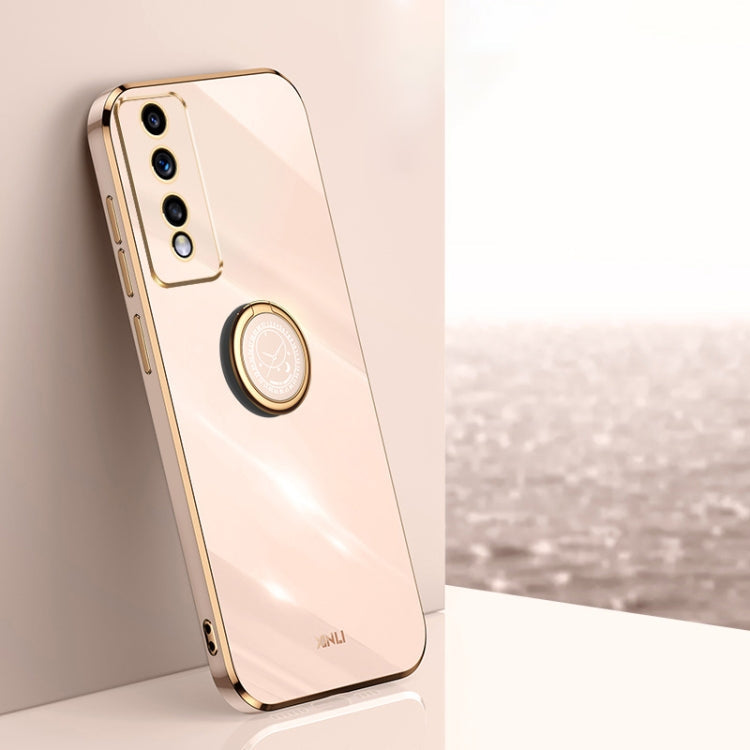 XINLI Straight Edge 6D Electroplate TPU Phone Case with Ring Holder, For Honor 80 GT 5G, For Honor 80 Pro Flat
