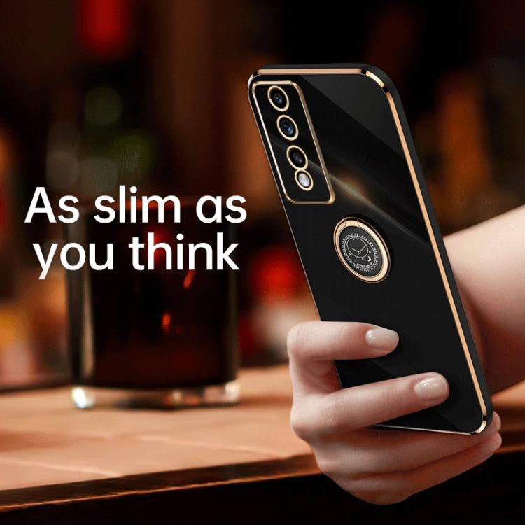 XINLI Straight Edge 6D Electroplate TPU Phone Case with Ring Holder, For Honor 80 GT 5G, For Honor 80 Pro Flat