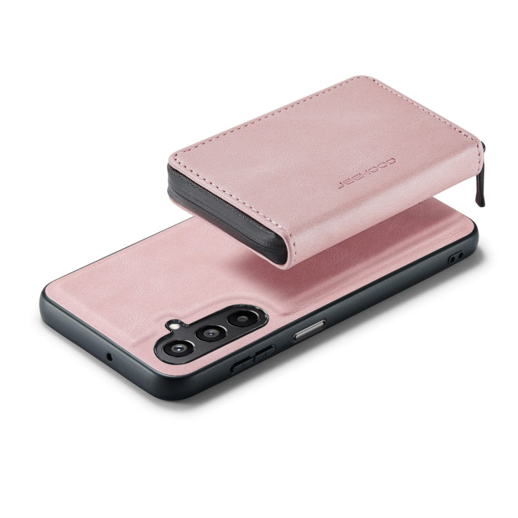 For Samsung Galaxy A15 5G JEEHOOD Magnetic Zipper Horizontal Flip Leather Phone Case(Pink)