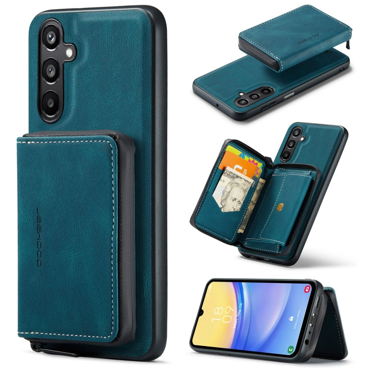 For Samsung Galaxy A15 5G JEEHOOD Magnetic Zipper Horizontal Flip Leather Phone Case(Blue)